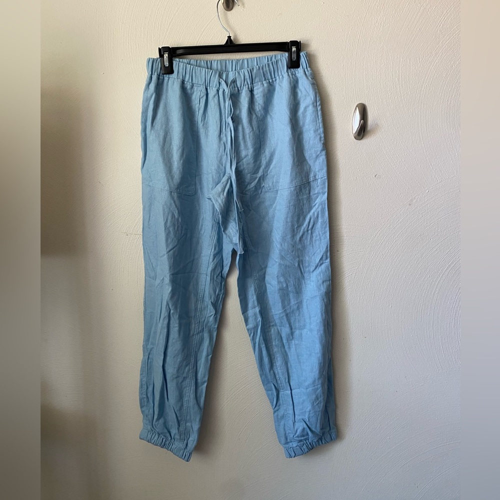 High waist knot blue trousers